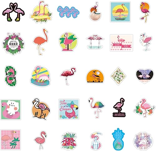 Miniatura 3 de Calcomanías de flamenco 100 calcomanías estéticas de flamenco estampado de animales tropicales calcomanías de vinilo para habitación para botellas