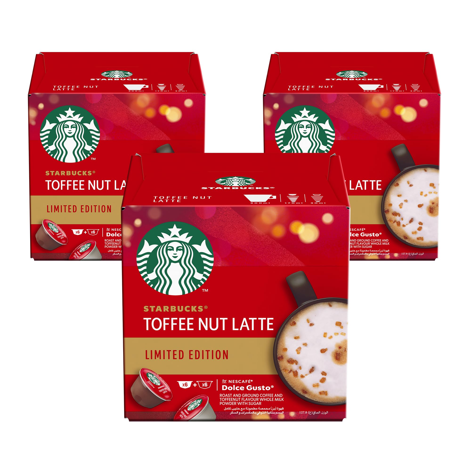 Starbucks Toffee Nut Latte By Nescafe Dolce Gusto Coffee Capsule, 3 x Box of 6+6, 18 Servings
