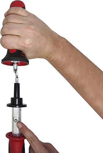 Miniatura 6 de DrainX Sinfín de inodoro de 6 pies  Sinfín de armario manual o con cabezal de caída para tubos de unión en T, protector en ángulo de plástico para