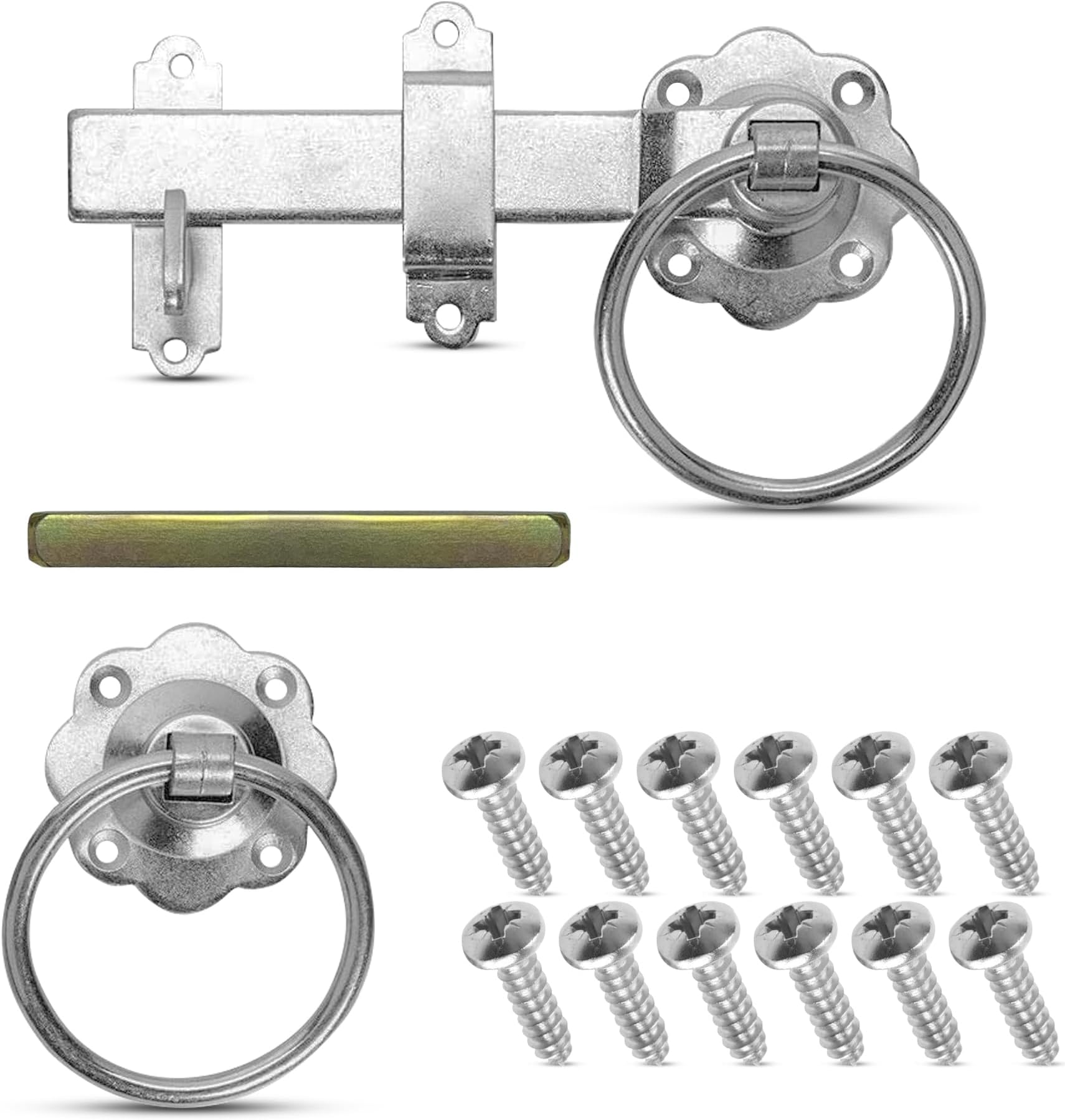 Ring Gate Latch Silver for Wooden Gates Zinc Plated 6"/150mm Door Latch