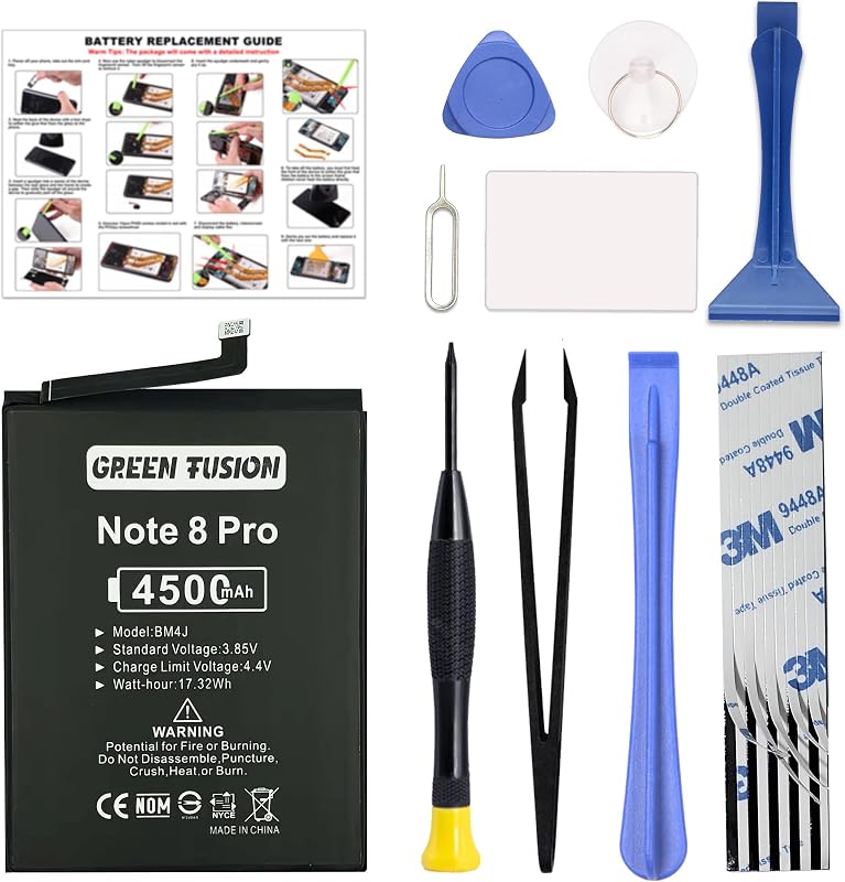 GREEN FUSION for Redmi Note 8 Pro Replacement Battery, BM4J Battery for Redmi Note 8 Pro 4500mAh, with Installation Instruction & Repair Toolkit