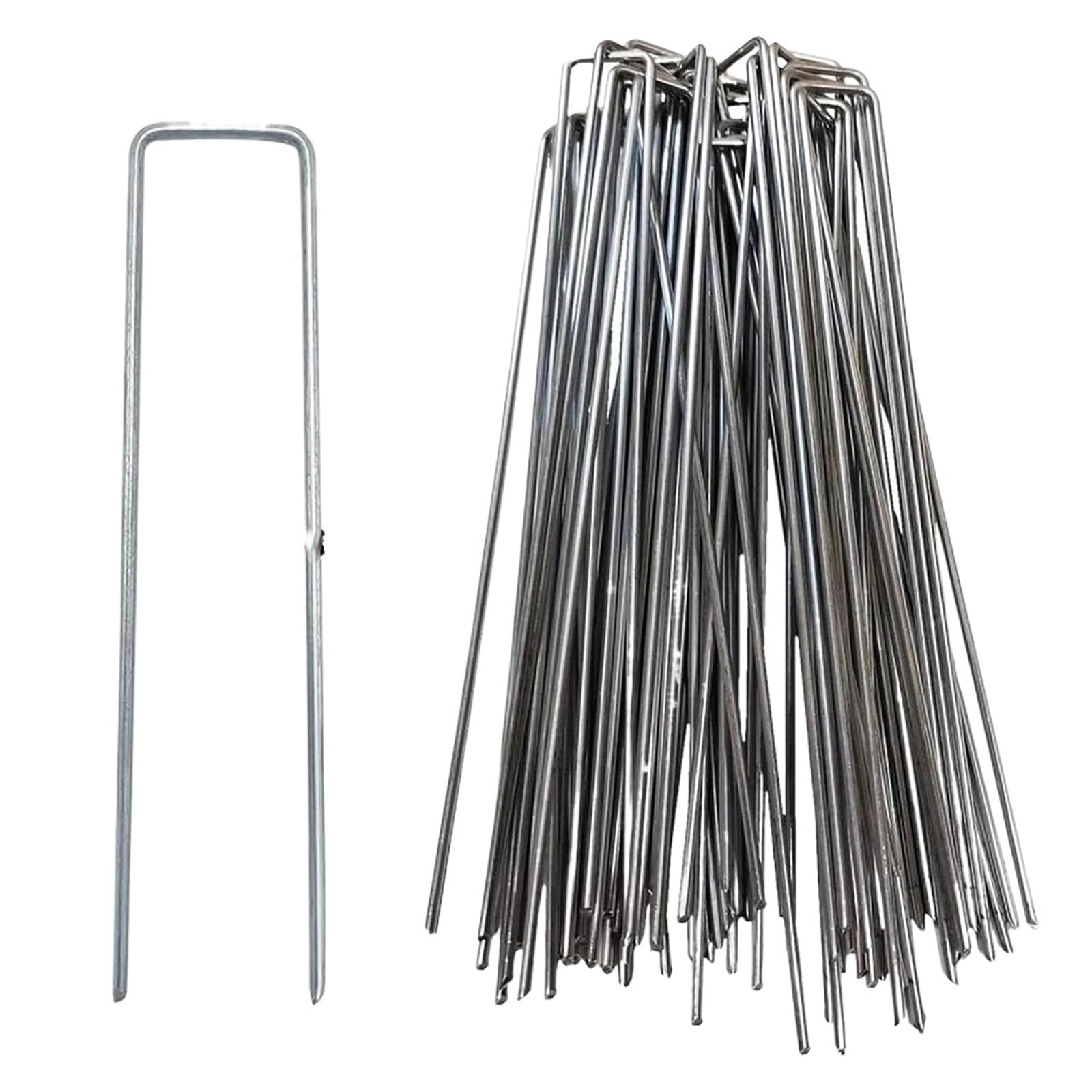 Grapas for jardín Tipo U, estaca for Valla de Alta Resistencia, pasadores for césped, estacas galvanizadas for Paisaje, Puntas for Sujetar la Cubierta del Suelo de Barrera contra Malas Hierbas(60pcs)