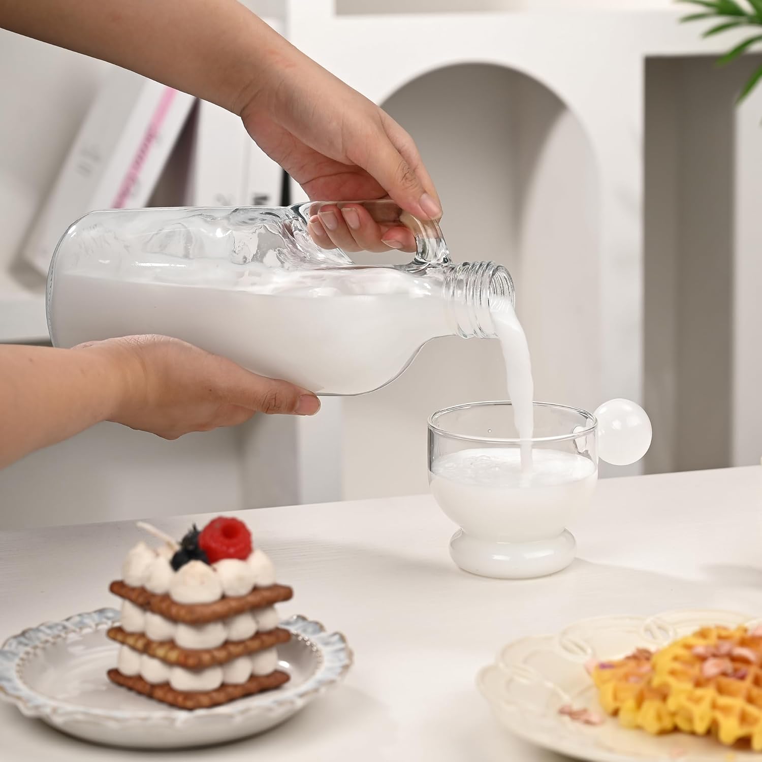 Fox Run Glass Bottle and Lid Set, Set of 2 Glass Pitchers with Stainless Steel Lids, 39 oz/1.15 Liter Capacity Each - Image 3