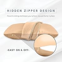 Vista 4 de Elegant Comfort Juego de 4 fundas de almohada de satén de viscosa refrescante con cierre de cremallera oculto, suave como la seda para el cuidado