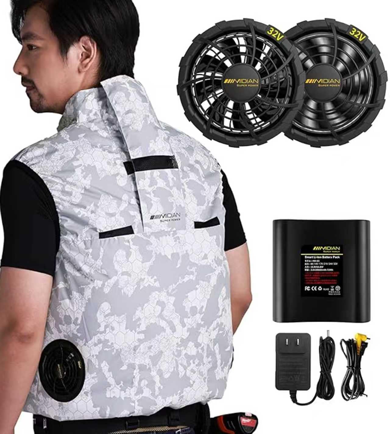 Amazon.co.jp: [MIDIAN] 空調作業服 ベスト 32V ペルチェ・冷風機接続