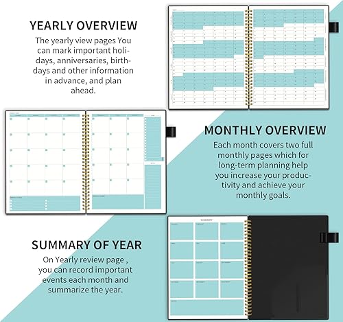 Miniatura 4 de Regolden-Book - Agenda semanal sin fecha, agenda diaria por hora con intervalo de 15 minutos, cubierta flexible, cuaderno de encuadernación en