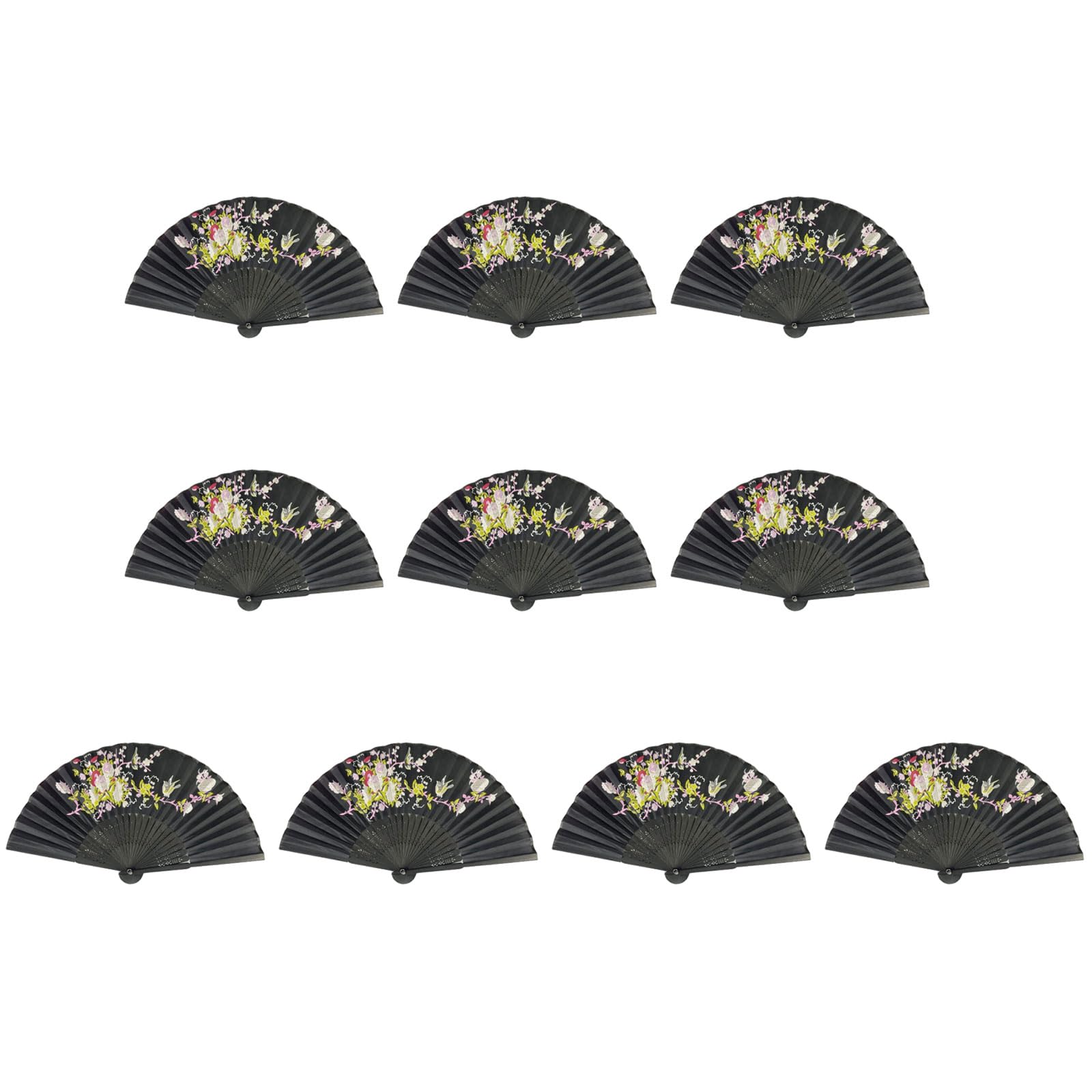 Tsophreniq Of 10 Bamboo Folding Fans Traditional Chinese Handheld Fan with Elegant Carvings for Cooling and Decoration Bamboo Fan