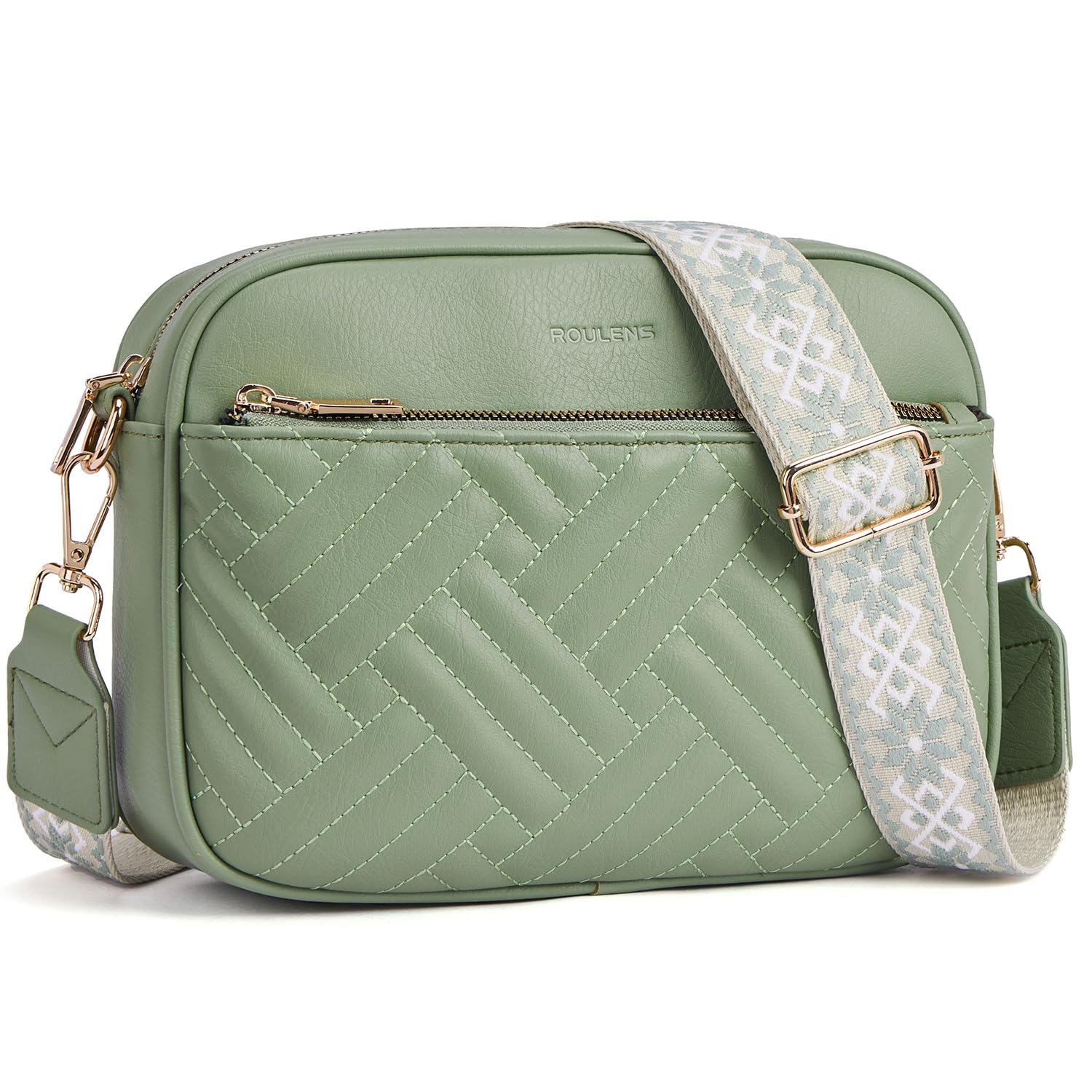 Roulens Gesteppte Damen Handy Umhängetasche, Veganes Leder Handy Schultertasche, Crossbody Bag für Damen mit Verstellbarem Breiter Gurt