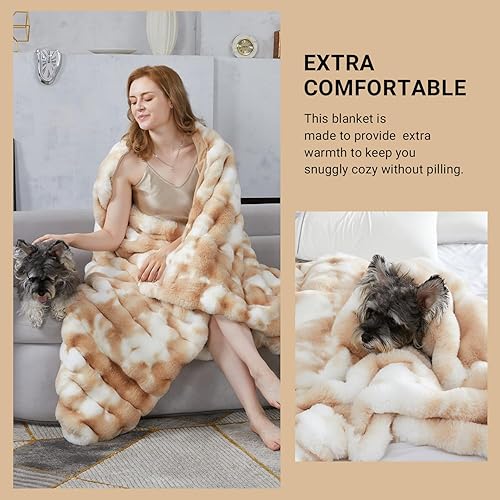 Miniatura 4 de SAPHREAS Manta de piel sintética para sofá, manta mullida de burbujas para sofá, cama, sala de estar, decoración, regalo suave y acogedor para