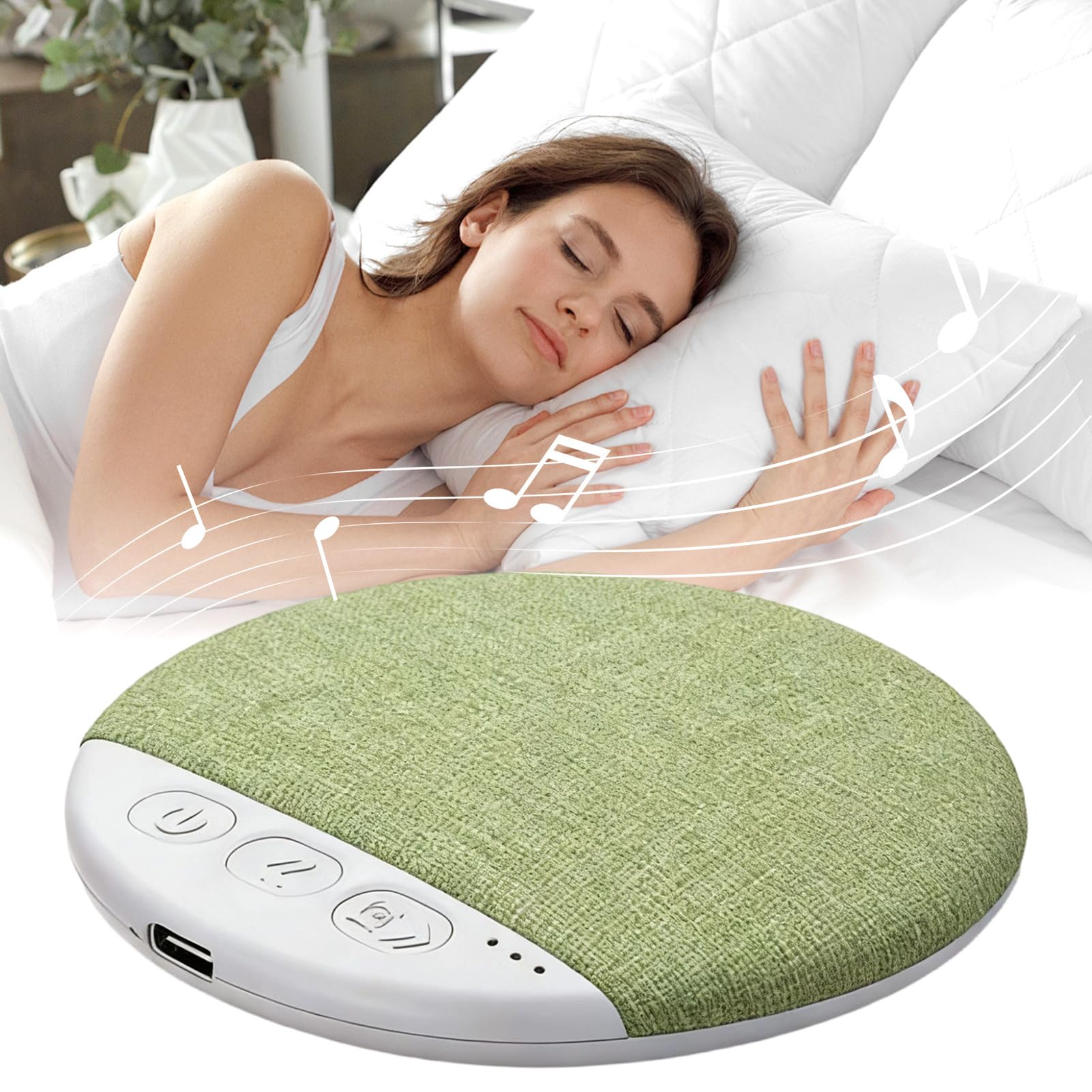 Générique Haut-Parleur d'oreiller - Casque Audio sans Fil avec Bruit Blanc - Enceinte De Sommeil À Conduction Osseuse sous Oreiller | pour Chevet Maison Hôtel Méditation Dormeurs Voyageurs Étudiants