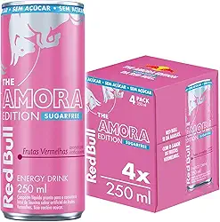 Pack de 4 Latas Red Bull Energético, Amora Edition, Frutas Vermelhas, Sem Açúcar 250ml