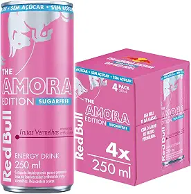 Pack de 4 Latas Red Bull Energético, Amora Edition, Frutas Vermelhas, Sem Açúcar 250ml
