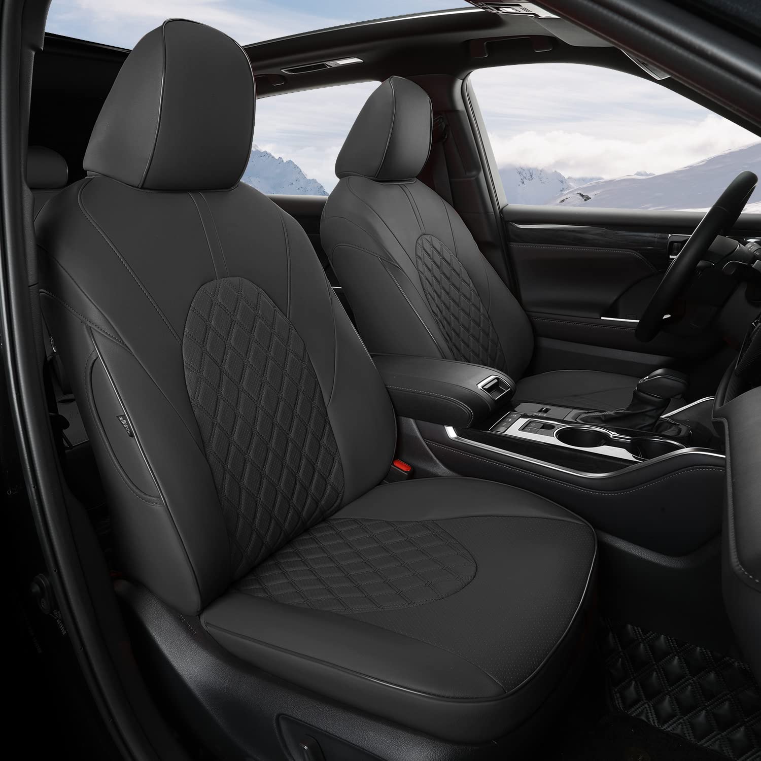 Photo 1 of GIANT PANDA Customized Full Set Car Seat Covers Fit for Toyota Highlander L LE XLE Limited Hybrid 2020 2021 2022 2023 Three-Row Model, Faux Leather 