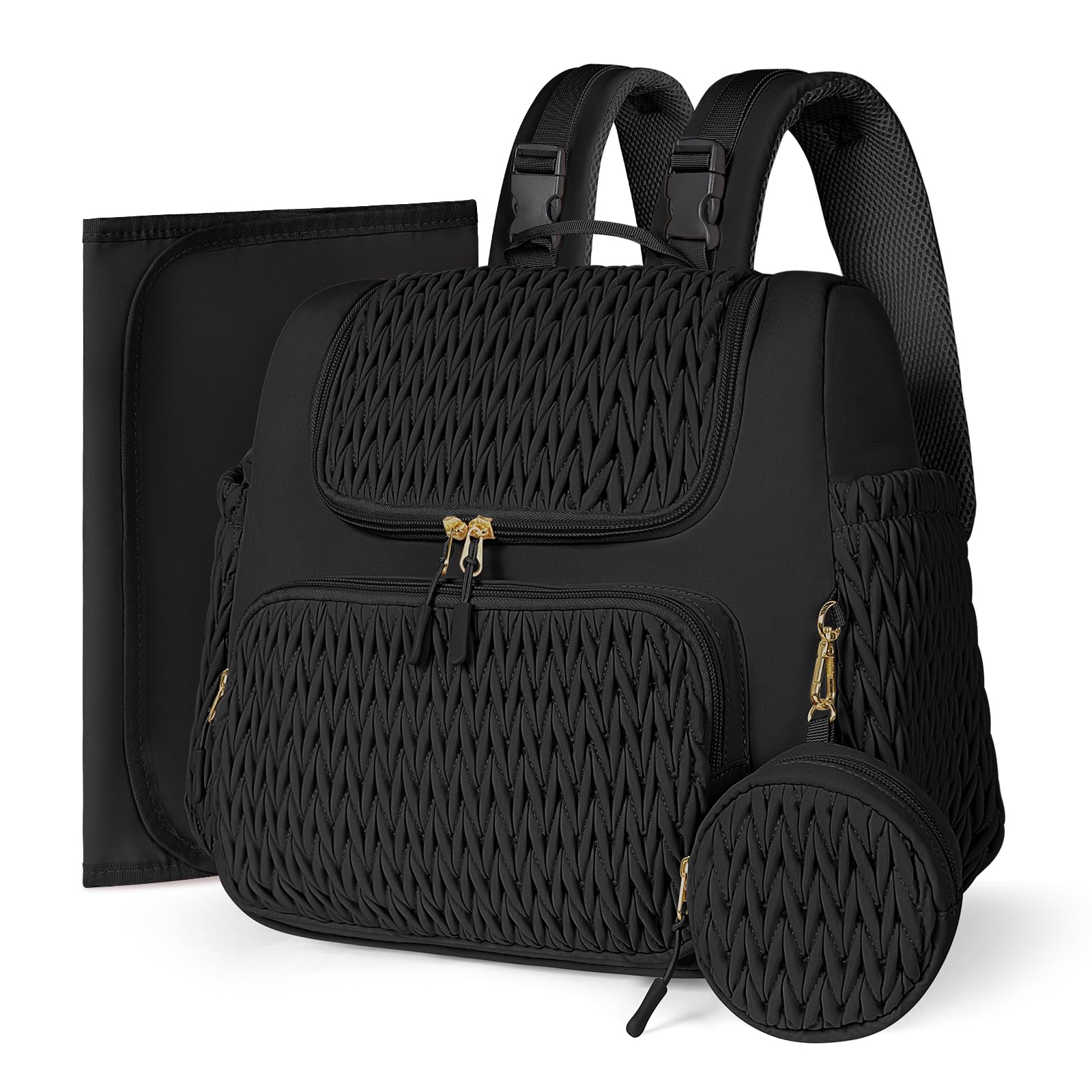 Geestock Small Diaper Bag Backpack, Lightweight Waterproof Mini Diaper Backpack for Toddlers with Changing Pad Insulated Pockets Stroller Straps &