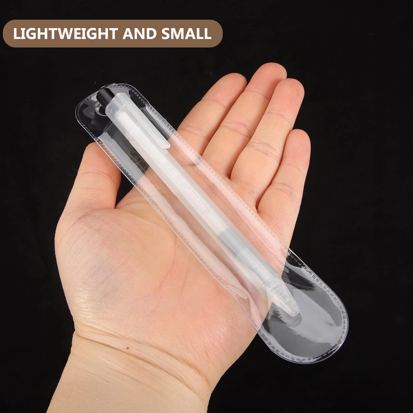 iplusmile 50pcs Plastic Pen Pouches Single Pencil Sleeve Clear Ballpoint Pen Bags Fountain Pen Case Paintbrush Holder Makeup Brush Organizers for Home Office Transparent - Image 3