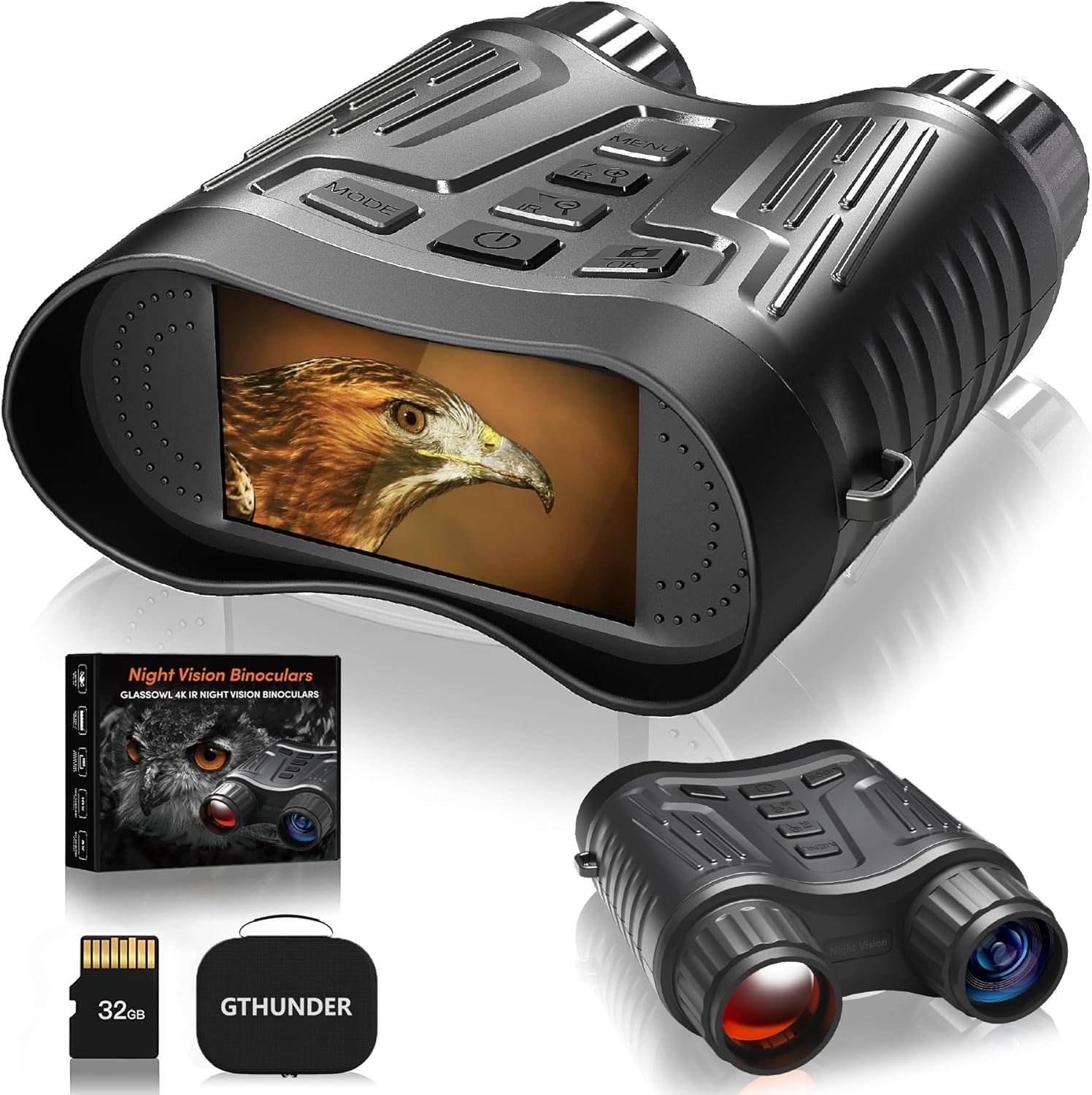 GTHUNDER Night Vision Goggles Binoculars with Remote Monitor on App | Crystal Clear 4K UHD Video & 52MP Full Color Photos on 4" HD Screen |10X Zoom Ideal for Camping Hunting & Wildlife Observation