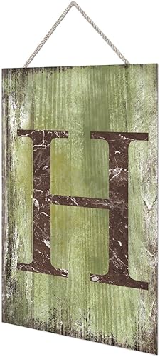 Vista 250 de Letrero colgante de madera con letra J, letrero de madera para decoración del hogar, 26 letras del alfabeto de metal, placa de madera, decoración