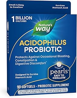 Nature's Way Acidophilus Probiotic Pearls, Supports Digestive Balance & Gut Health, Reduce Occasional Constipation and Blo...