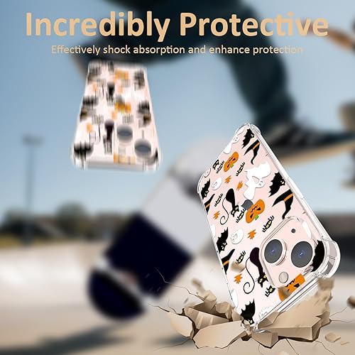 Miniatura 3 de Funda transparente de Halloween para iPhone 13, diseño de calabaza fantasma, funda protectora de TPU suave, delgada, a prueba de golpes, para niños