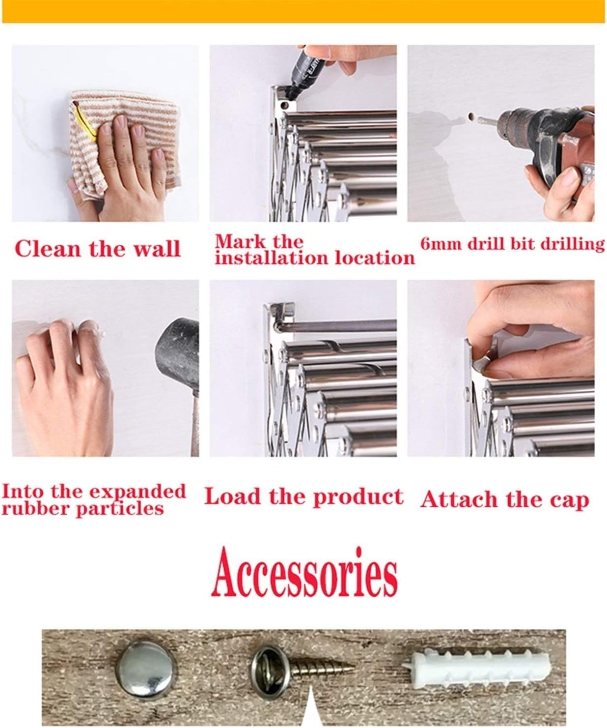 Clothes Drying Rack Indoor Outdoor Wall Mounted Foldable Retractable Towel Rack Rail Holder Bar Dryer Rack Laundry Washing Line