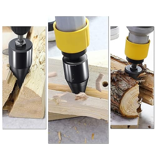 Miniatura 6 de Divisor de troncos de leña 3 brocas de taladro extraíbles de madera de leña brocas eléctricas de alta resistencia destornillador de cono hexagonal