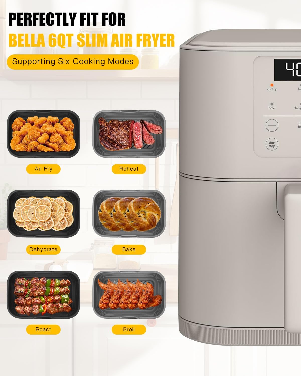 Collapsible Air Fryer Silicone Liners 2-Pack for Bella 6Qt Slim Air Fryer image 2