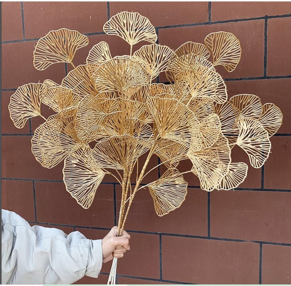 Art Street Artificial Golden Gingko Leaves for Vases or Pot Suited for Table Indoor Home Decoration Pack of 2, 25 Inch with 9 Head-image-35