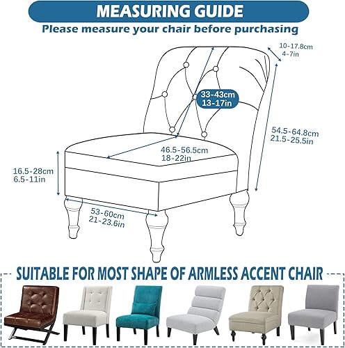 Miniatura 5 de Funda para silla sin brazos, funda elástica para silla, súper ajuste, funda protectora para muebles de silla sin brazos, para sala de estar, hotel