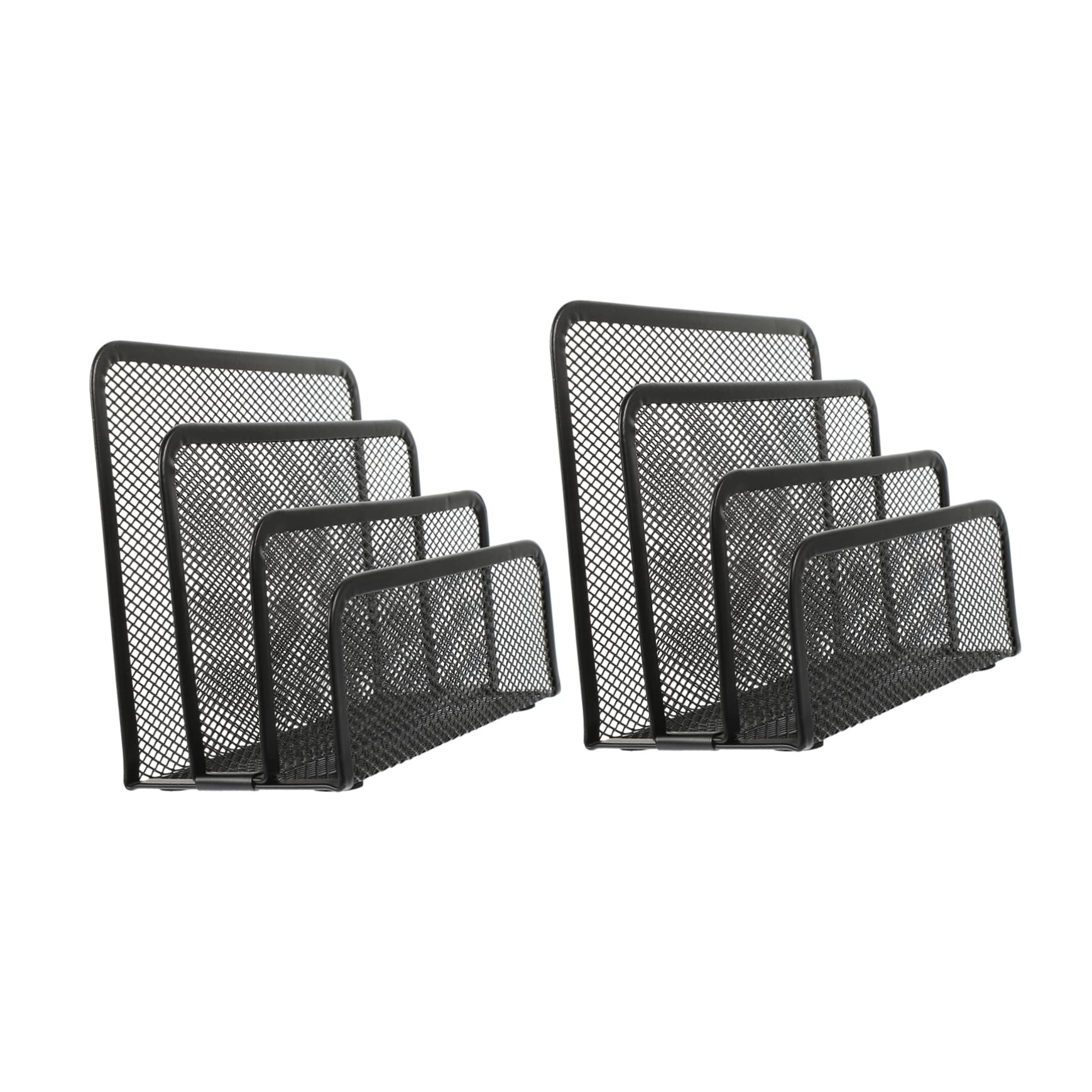 HONMEET 2Pcs File Organizers Four Document Storage Racks for Office Desktop Iron Design for Efficient File Management and Easy Accessibility