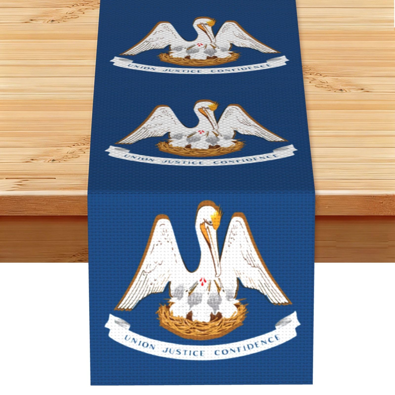 Louisiana State Flag Printed Table Runner 13 x 72, Wrinkle Resistant Decor for Dining Table Coffee Table Fireplace