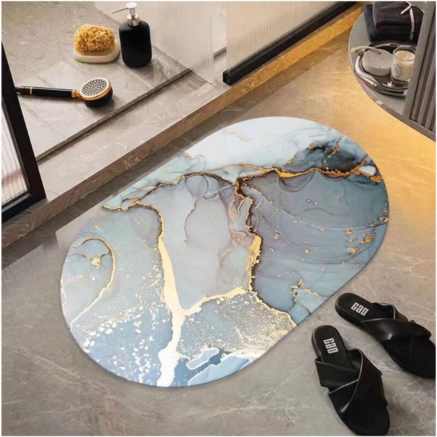 Bathroom Mat Rug, 23.6" x 35.4" Quick Dry & Super Absorbent Rug for Bathroom, Non Slip Rubber Backing, Washable Bath Rugs, Aesthetic Bathroom Rugs for Shower Sink and Bathroom Entry (Light Gray)