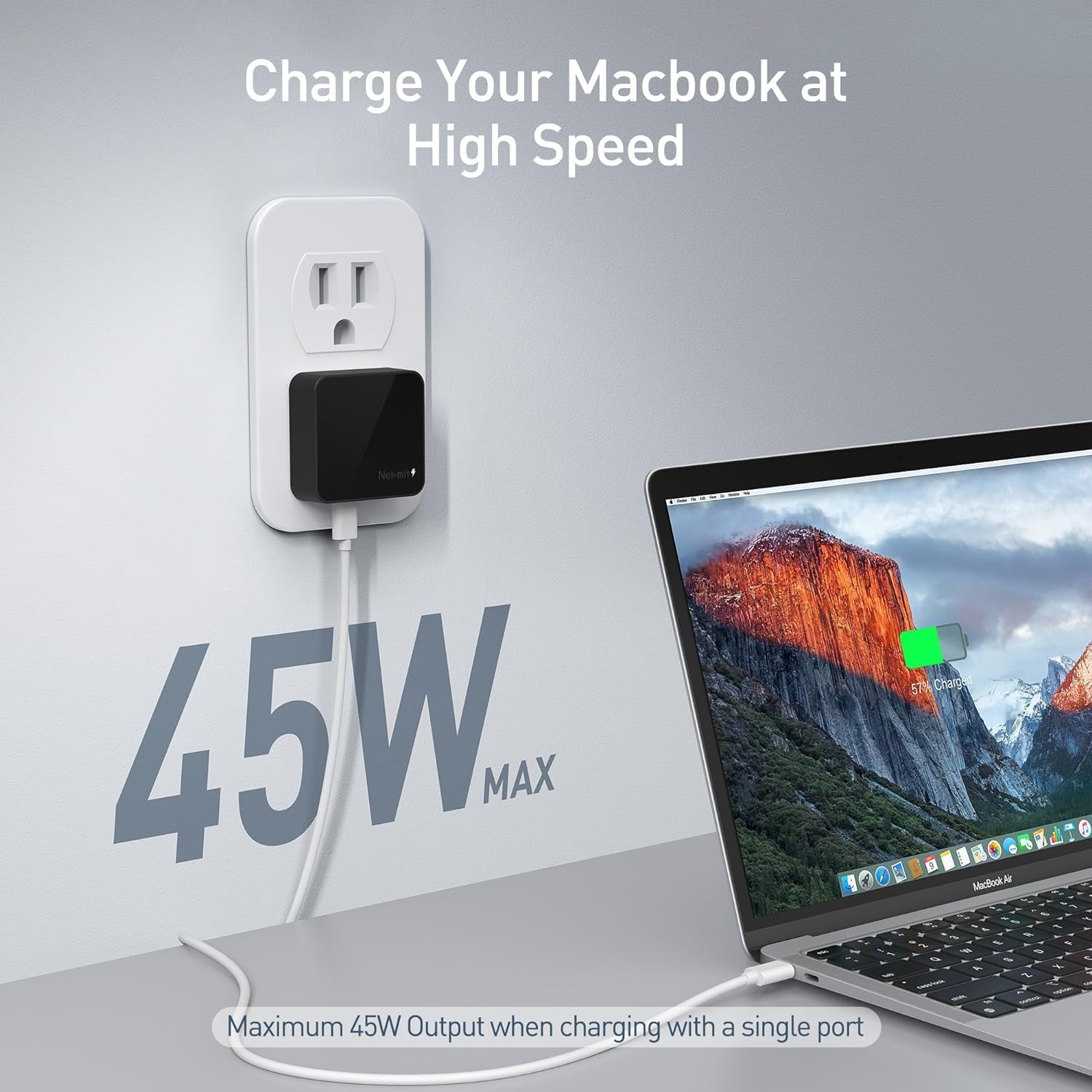 Nekmit Flat USB C Wall Charger, 47W Dual Ports USB C Charger Block, PPS Fast Charging Wall Plug for iPhone 17/17 Pro/17 Pro Max, Galaxy, MacBook Air, iPad, AirPods and More