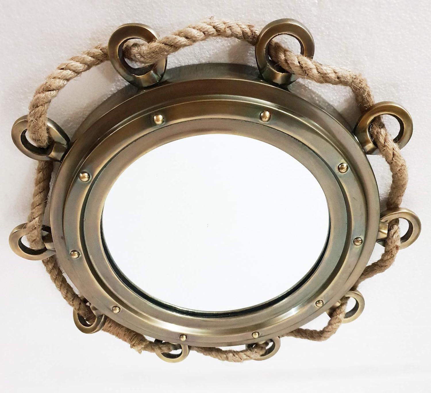 16 inch Porthole Aluminium Antique Brown Finish Port Mirror Wall Hanging Ship Porthole Home Decor