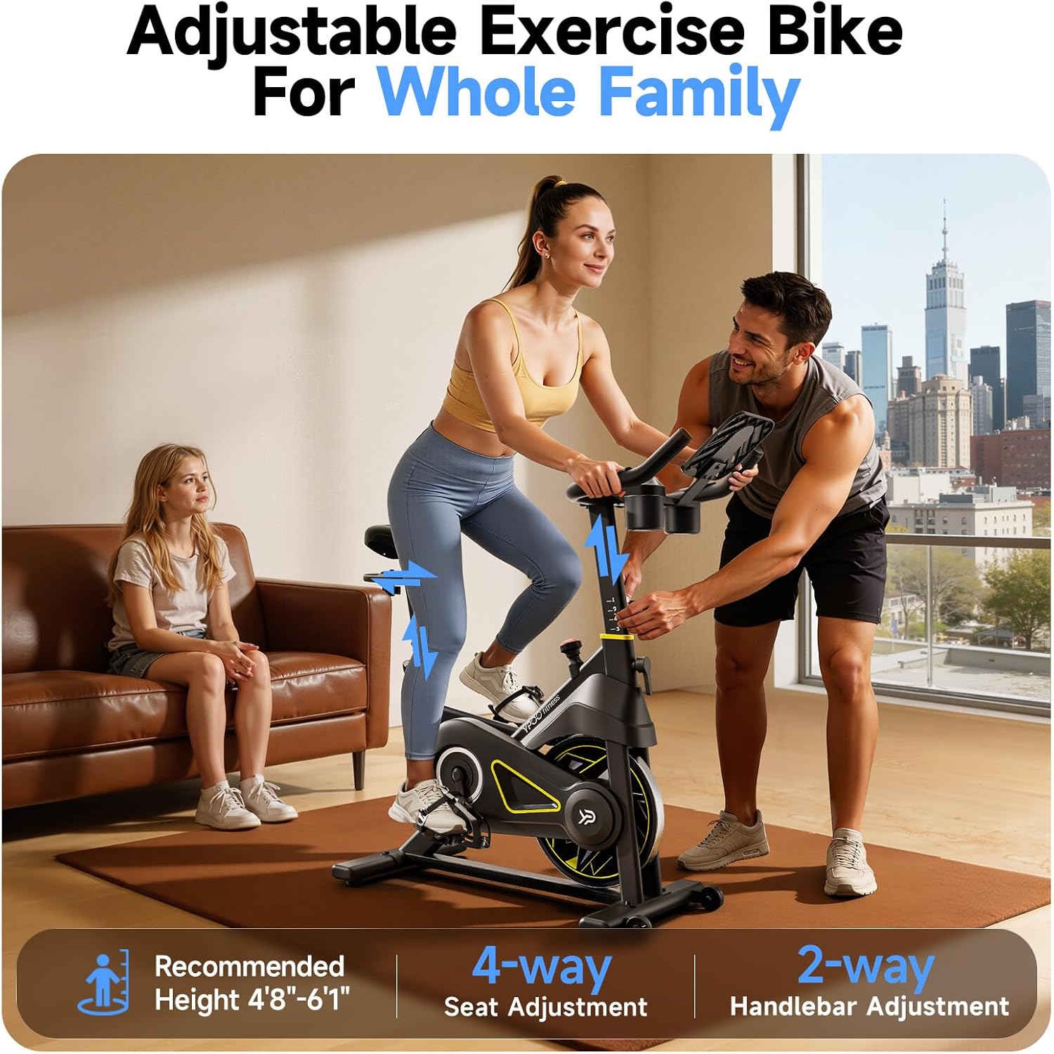 Exercise Bike, Adjustable Magnetic Resistance Stationary Bikes for Home Cardio with Exclusive App, Indoor Bike with 330lbs Weight Capacity Comfortable Seat, Tablet Mount and Fitness Courses - Image 4