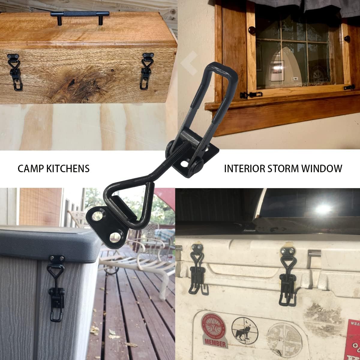 Black Toggle Latch Clamp, Heavy Duty Adjustable Toggle Clamp for Smoker Door Latch, Metal Pull Latch for Box, Gate, Cabinet, Case (B4001-6PCS)