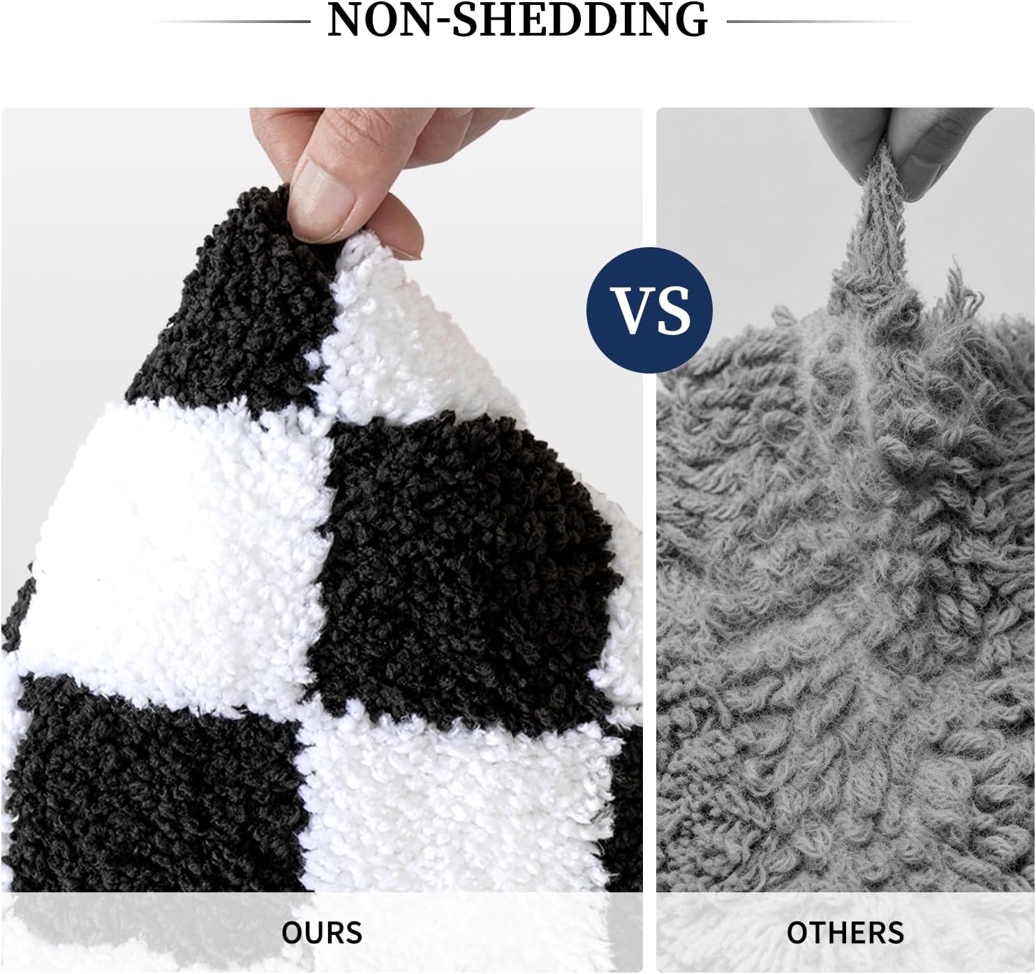 Black and White Checkered Bath Rugs 17" * 24",Soft Fur Plush Bathroom Mat, Non Slip Machine Washable Absorbent Checkered Bath Mat as Decor for Shower Tub Sink