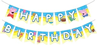 Treasures Gifted Officially Licensed Peppa Pig Birthday Banner - Peppa Pig Happy Birthday Banner - Peppa Pig Birthday Party Supplies - Peppa Pig Party Decorations - Peppa Pig Banner