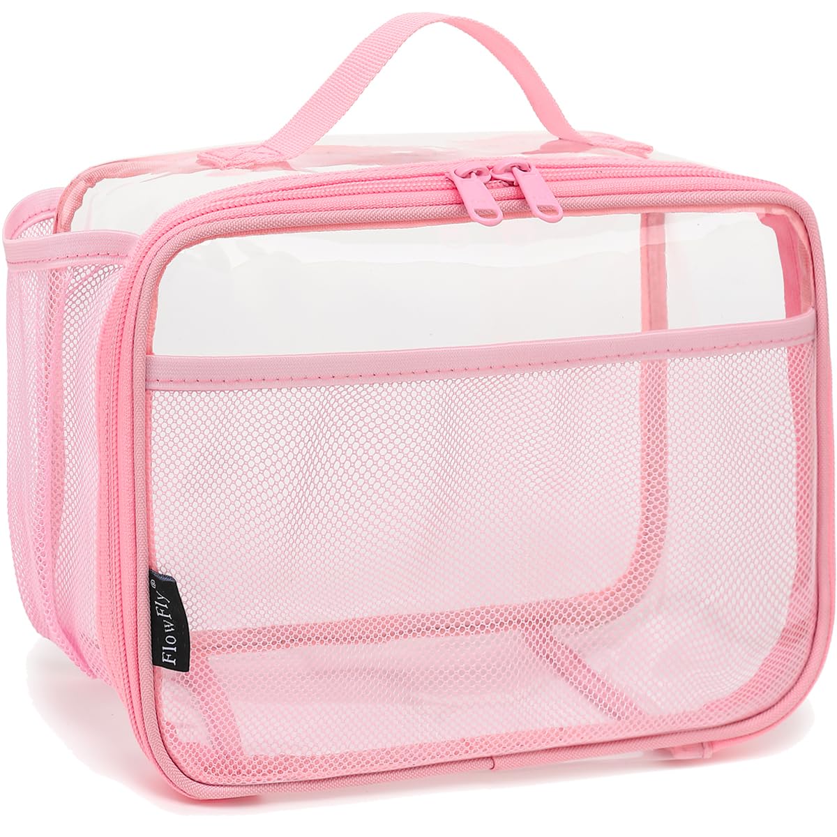 FlowFly Kids Lunch box Insulated Soft Bag Mini Cooler Back to School Thermal Meal Tote Kit for Girls, Boys,ClearPink