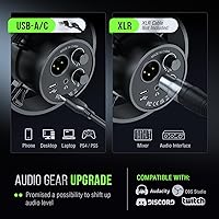 Vista 7 de FIFINE - Kit de micrófono de podcast K688, micrófono dinámico USB/XLR con brazo articulado para PC/mezclador XLR, micrófono para juegos con botón