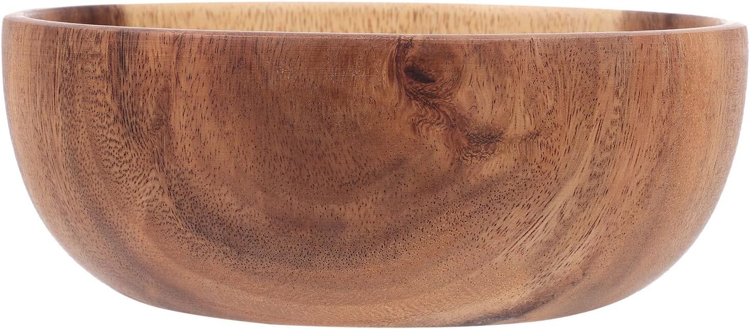 Acacia Wood Salad Bowl 6.2"x7.5" Fruit and Soup Serving Bowl Kitchen Storage Holder for Salad and Fruit Serving
