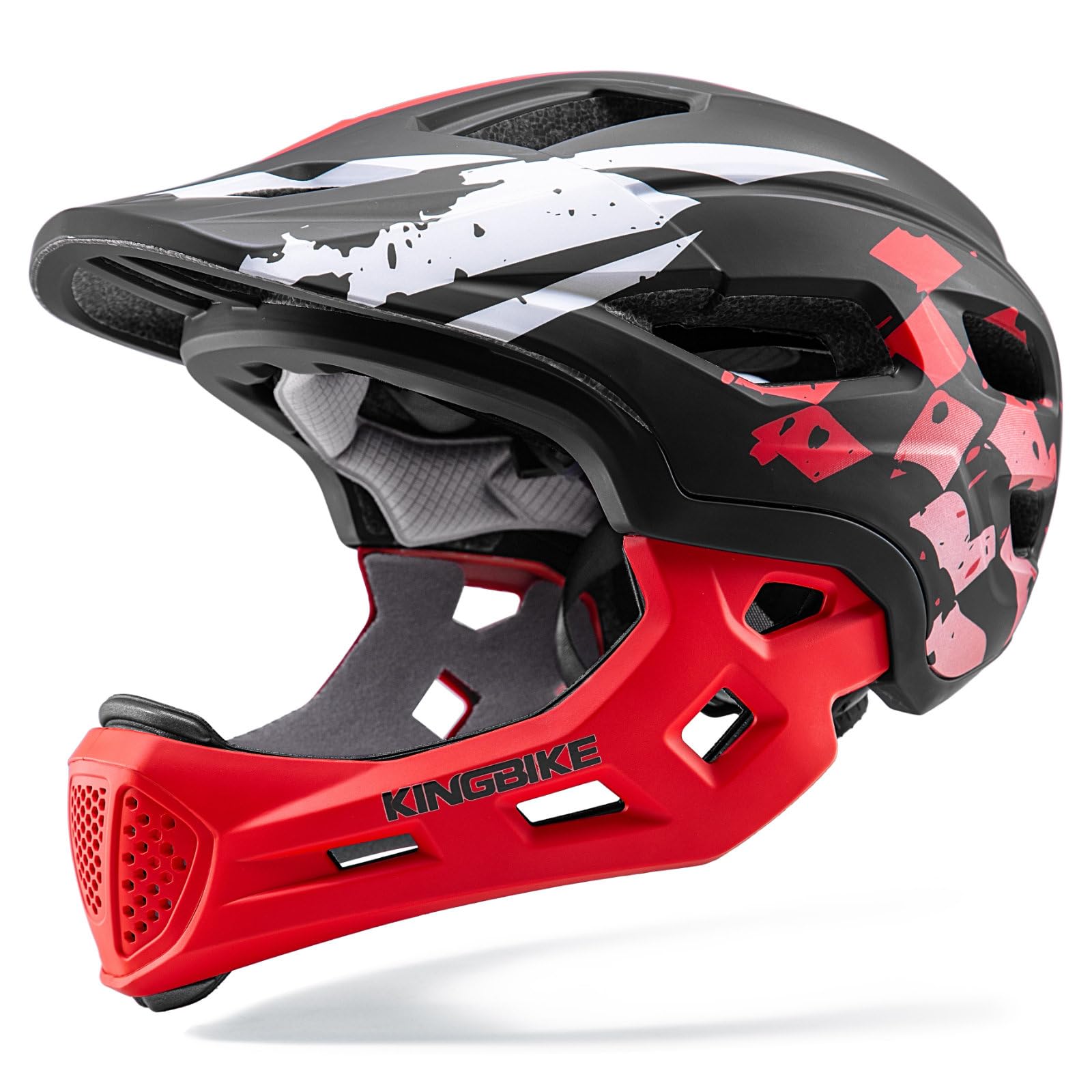 KINGBIKE Casco integral de ciclismo para niños, protección para niños pequeños, con protector de barbilla desmontable, a partir de 5 años