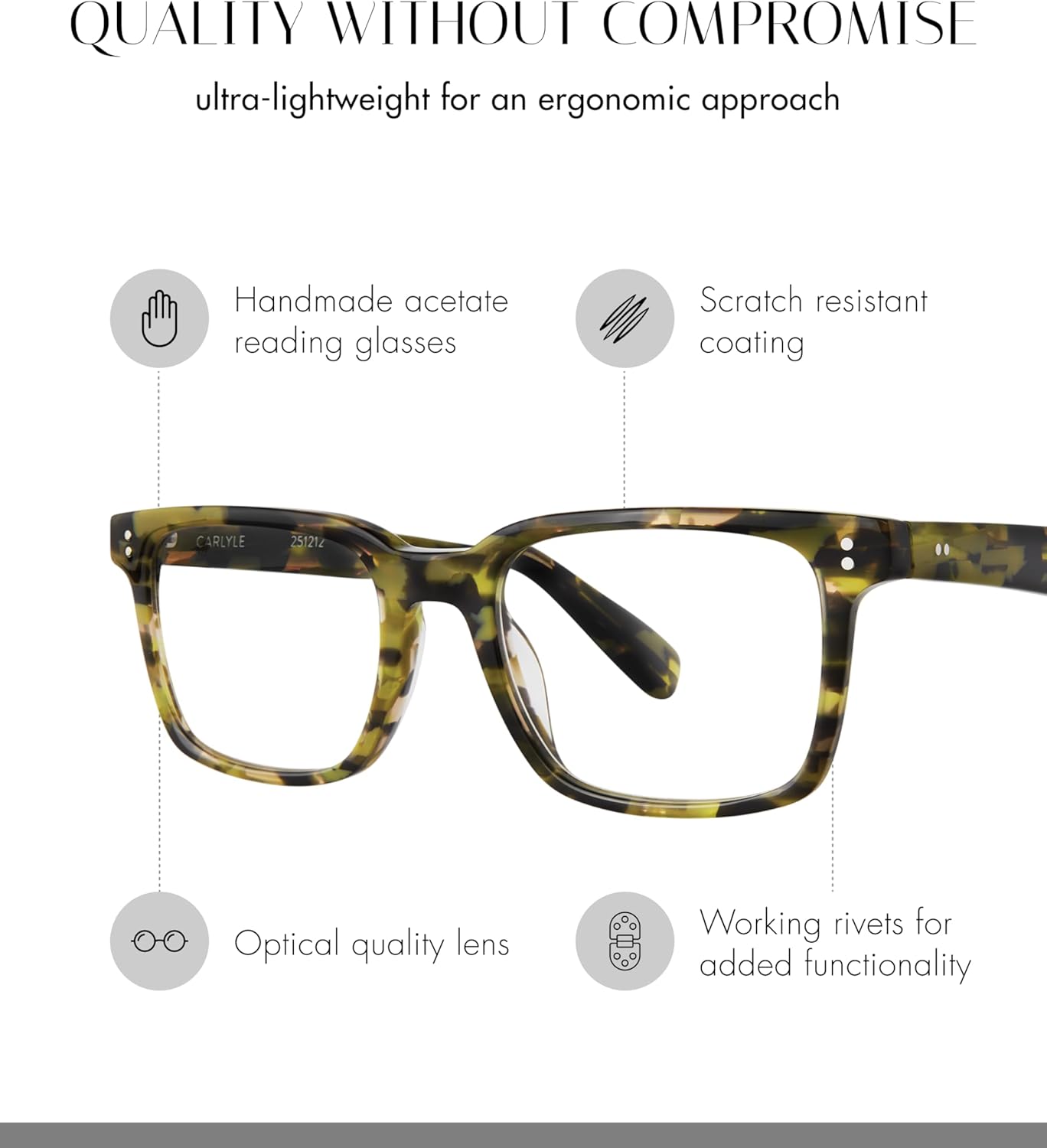 Scojo New York Carlyle Reading Glasses, Handmade Readers For Men And Women, Scratch Resistant