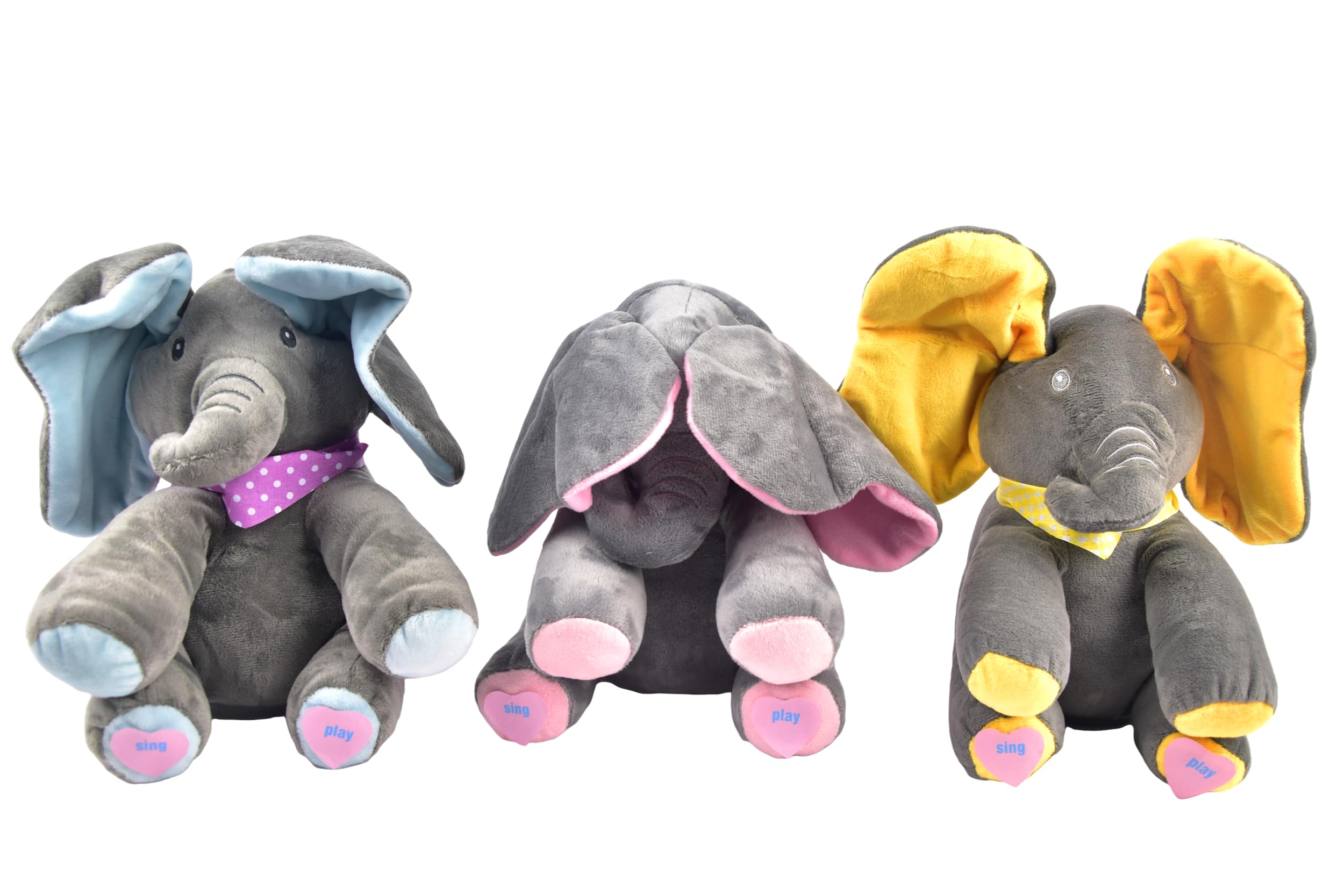 Elefante Elettrico di Peluche Peek-a-boo con Occhi Coperti Musica Giocattolo Interattivo che Canta Animale di Peluche