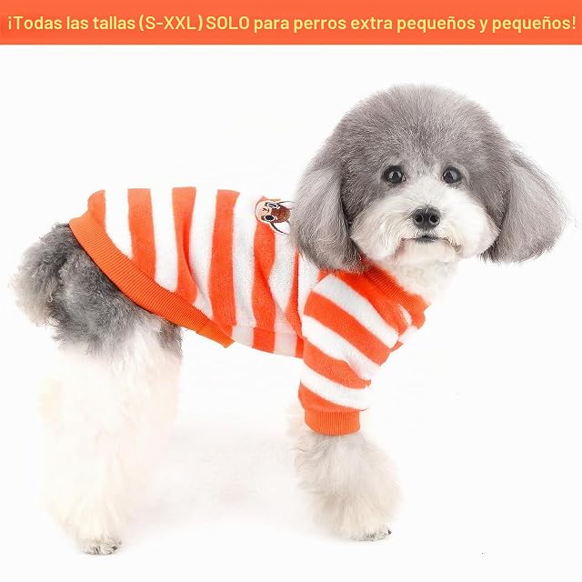 Foto 2 de 8 de ZUNEA Jerséis Invierno para Perro Pequeño Forro Polar Invierno Abrigos Chaquetas para Cachorros a Rayas…