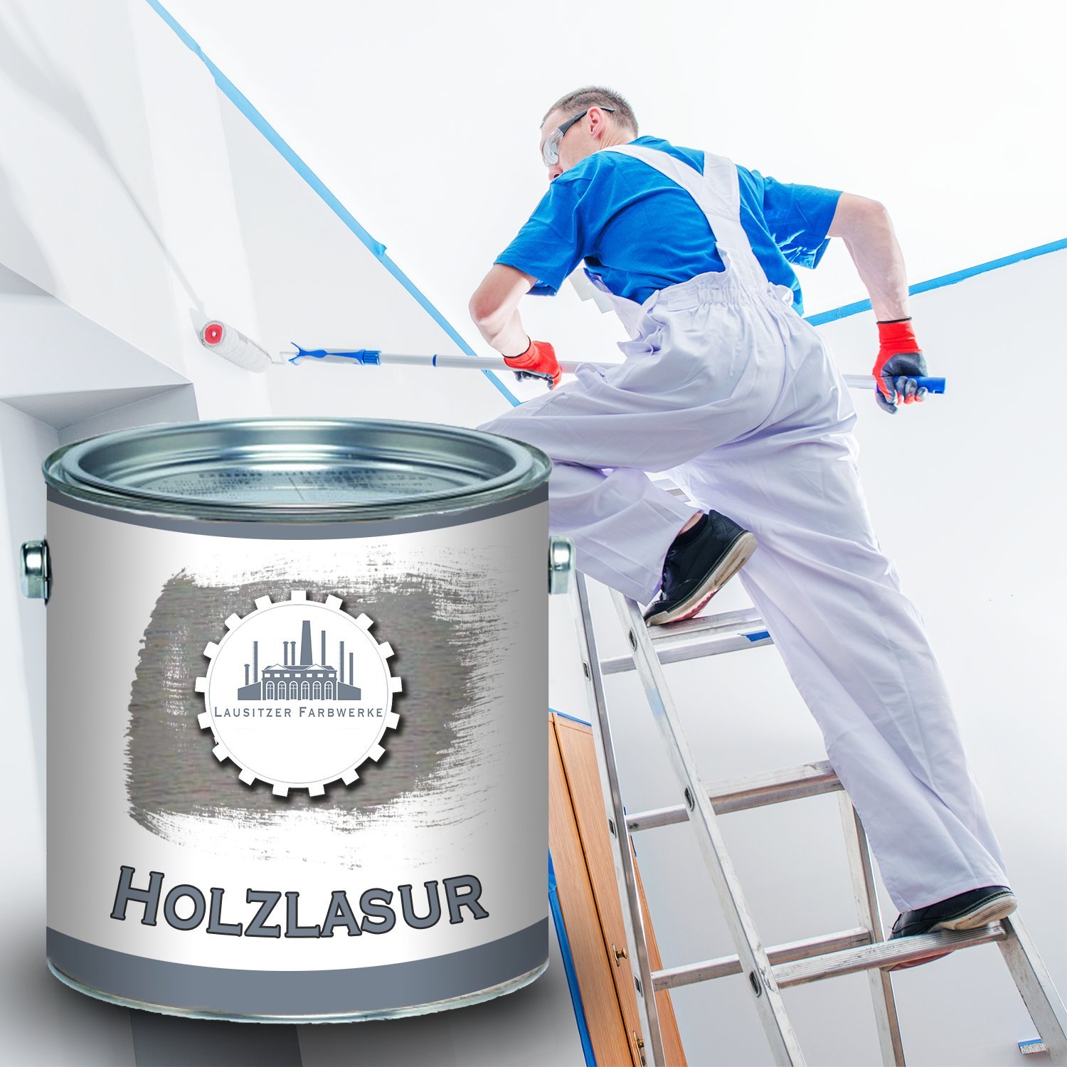 Lausitzer Farbwerke Holzlasur traditionelles Terrassenöl Holzschutzlasur Holzschutzanstrich Spezial-Lasur (1 L, Silbergrau)