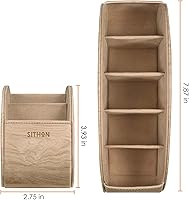 Vista 3 de SITHON - Soporte para control remoto con 5 compartimentos; organizador de escritorio de cuero sintético para guardar controles de TV, DVD, Blu-Ray