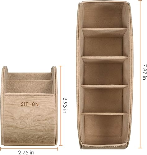 Miniatura 3 de SITHON - Soporte para control remoto con 5 compartimentos organizador de escritorio de cuero sintético para guardar controles de TV, DVD, Blu-Ray,