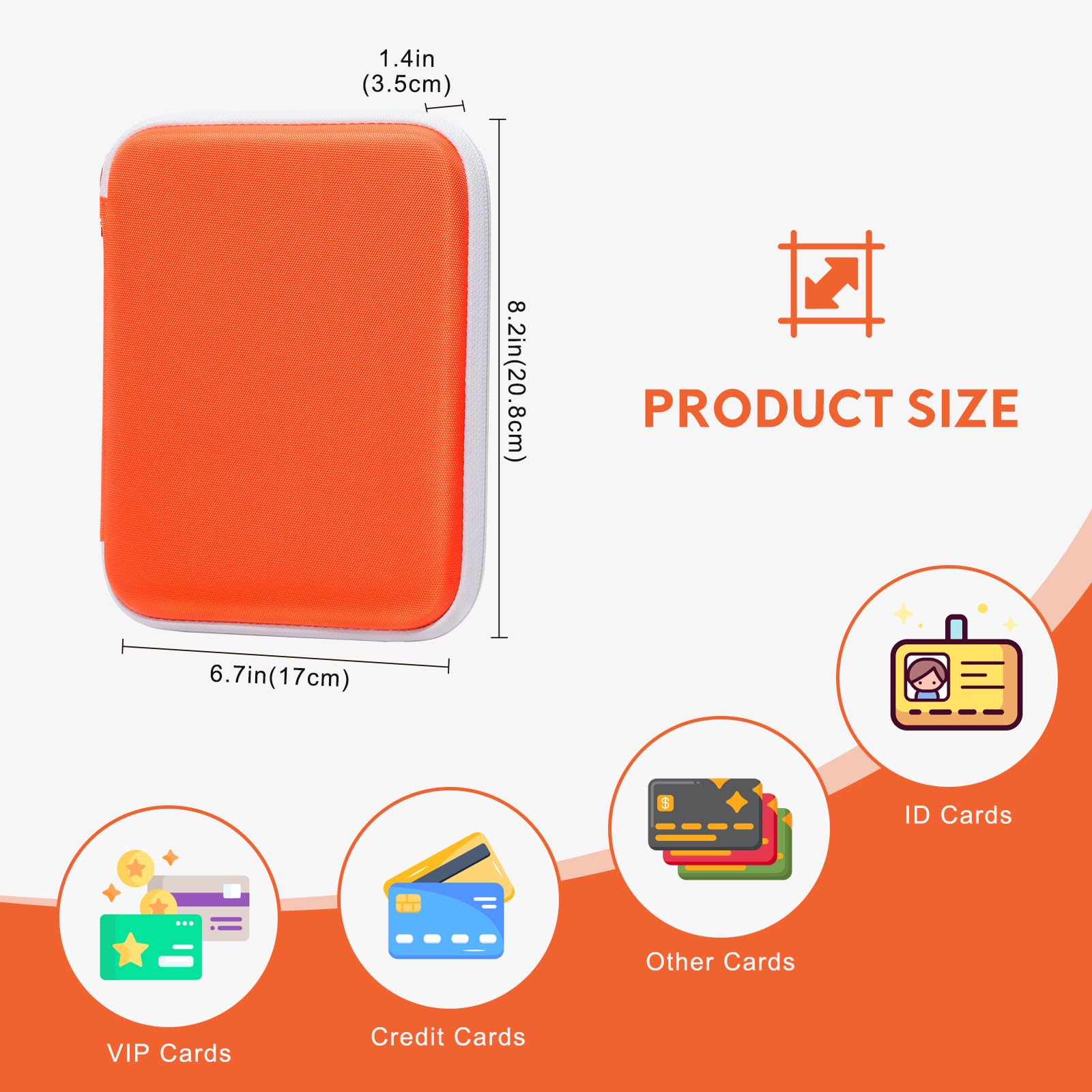 ProCase Futerał do przenoszenia kart Yoto z 80 kieszeniami do przechowywania, przenośny organizer dla dzieci, gracz Yoto i mini karty z zapięciem na zamek błyskawiczny, pomarańczowy, 8.2 x 6.7 x 1.4