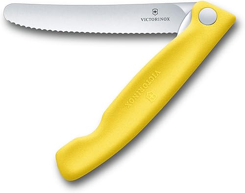 Miniatura 4 de Victorinox Swiss Classic Cuchillo de pelar plegable, borde ondulado, amarillo, 4.3 pulgadas