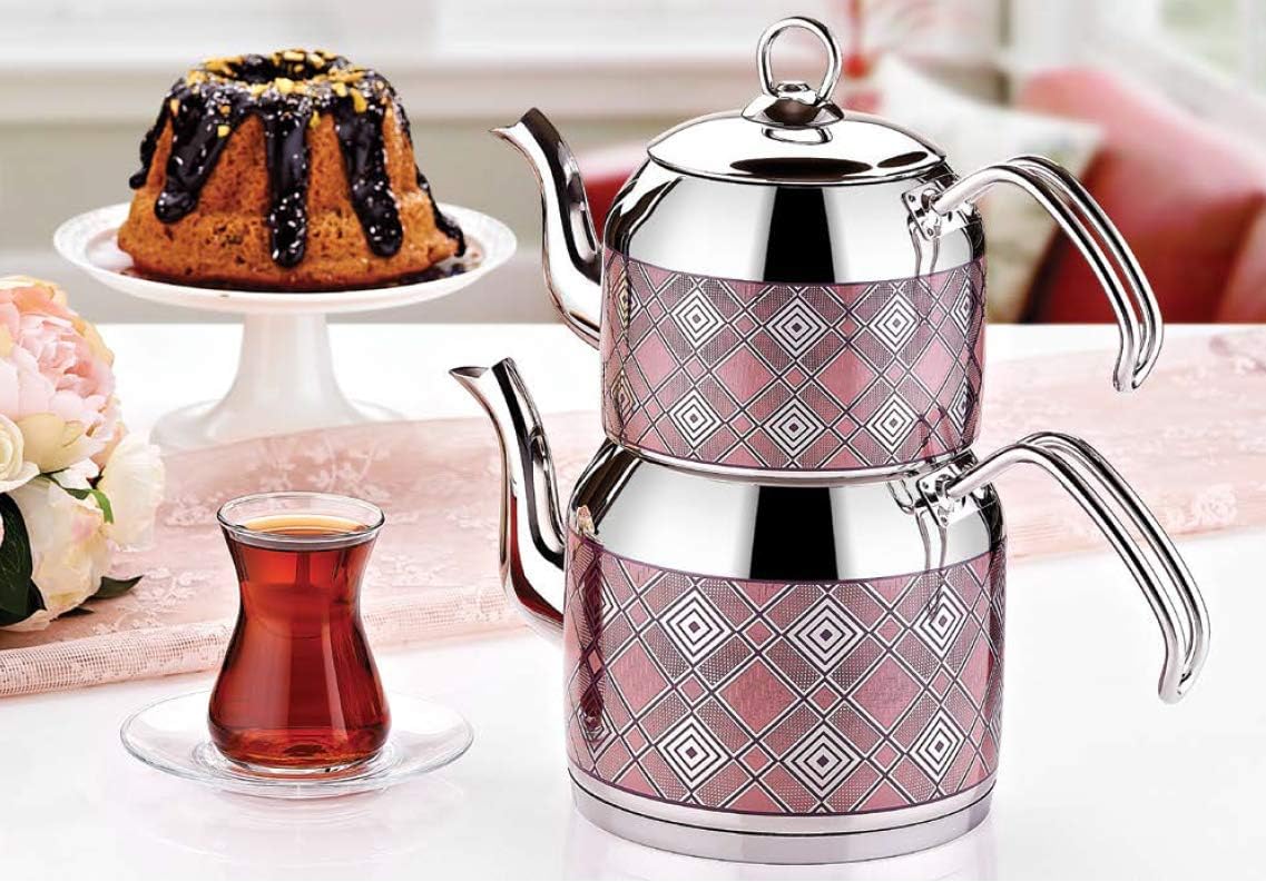 Turkish Double Tea Pot Set, Inter Sahra HASIR Decorated